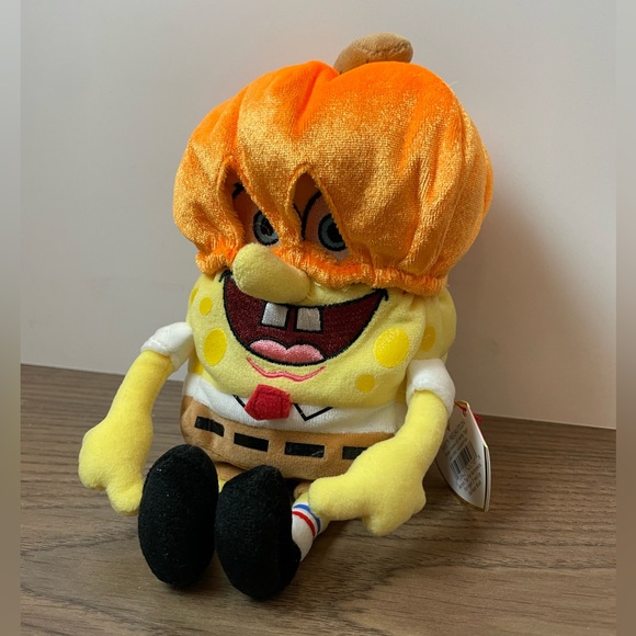 3 FOR $25: Authentic TY Beanie Babies SpongeBob SquarePants PumpkinMask, NWT - Picture 2 of 3